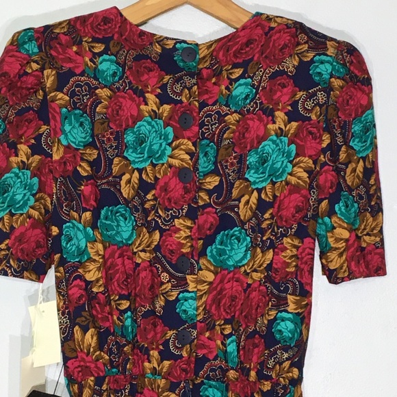 Vintage NWT 90s Dark Cottagecore Floral Dress Belt - Picture 14 of 16